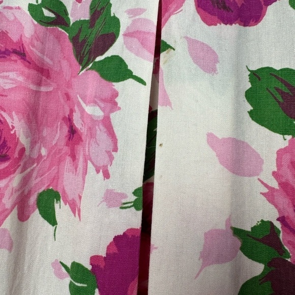Vintage Handmade Floral Print V Neck Dress in White Pink Size Extra Small - Picture 6 of 7